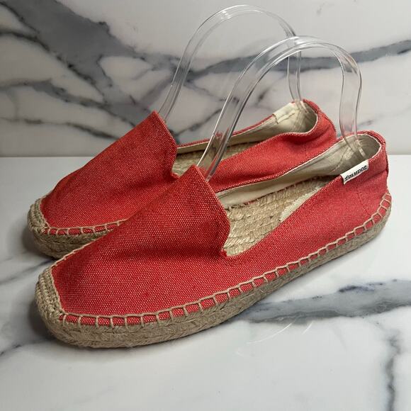 Soludos Women's Coral Orange Beachy Espadrilles Slip-On Flats Sandals Sz 8 - Picture 3 of 5